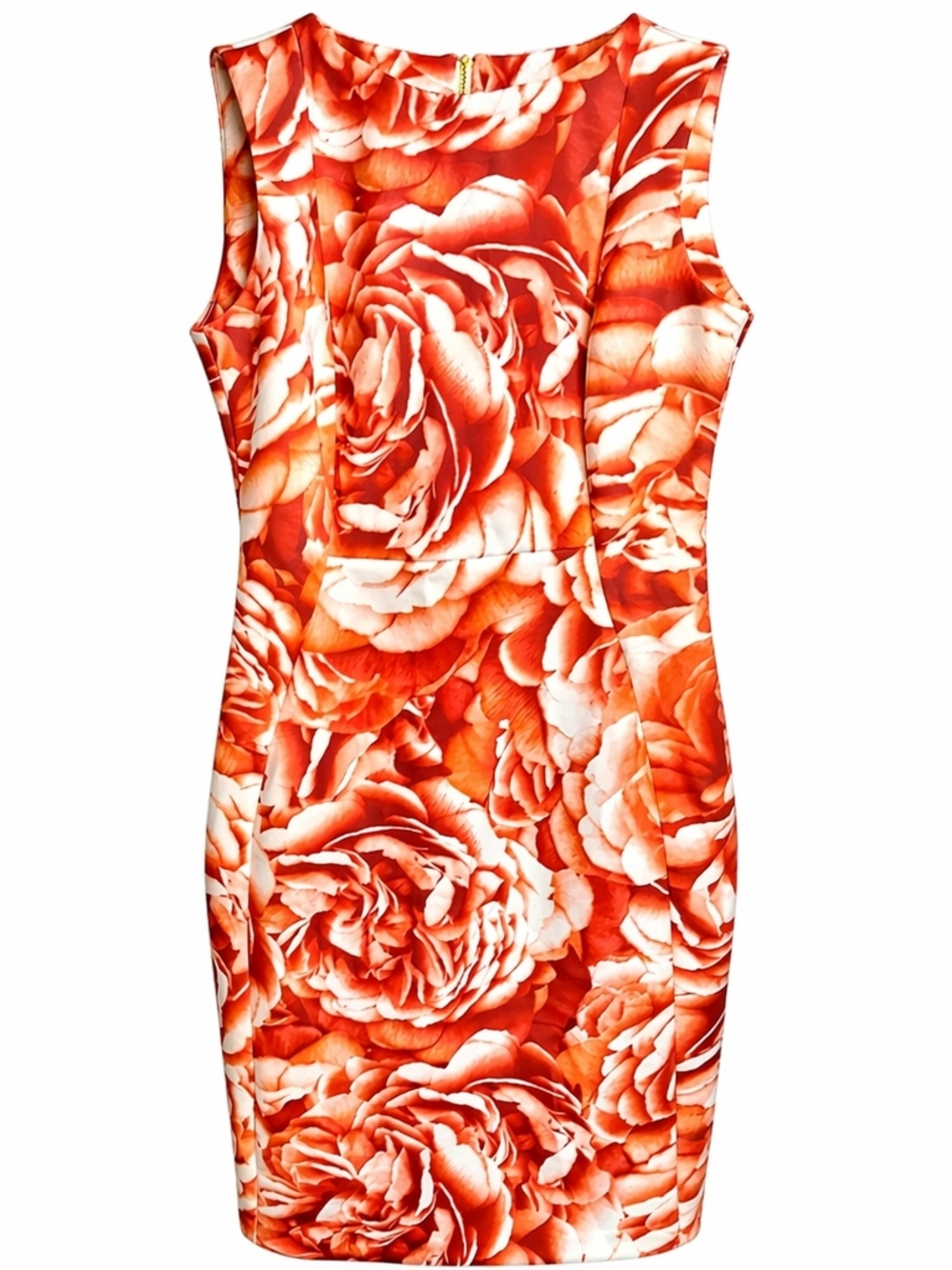 Calvin Klein Floral Rose Print Sheath Dress 4 Orange White Floridacore Parties